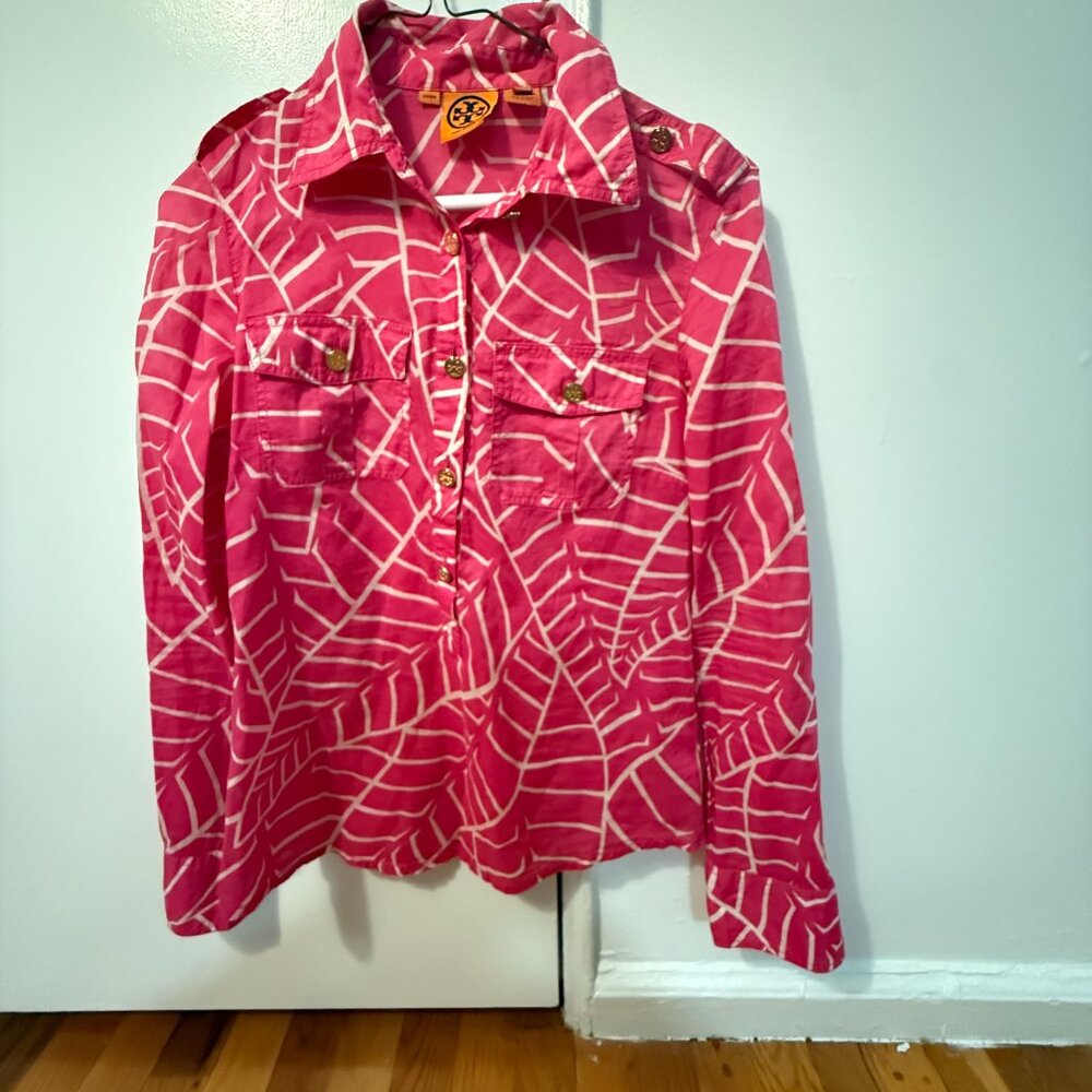 Tory Burch Cotton Button Up Long Sleeved Shirt